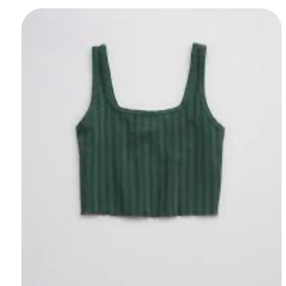 Offline By Aerie Tank Women's Grey Lettuce Hem Ribbed OG Groove Crop Top XL